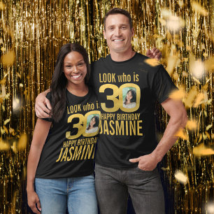 Camiseta aparência de 30 anos de idade 30 foto e nome perso