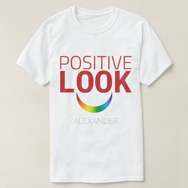 Camiseta Aparência Positiva Sorriso Vermelho Arco-Íris GAY  (Frente do Design)