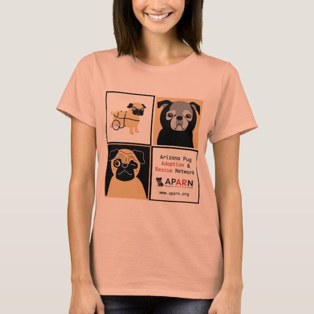 Camiseta APARN Rescue Pugs Mulheres Relaxaram Ajustado Long (Frente)