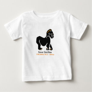 Camiseta Ape -Save GORILLAS -Imagem animal ameaçada-