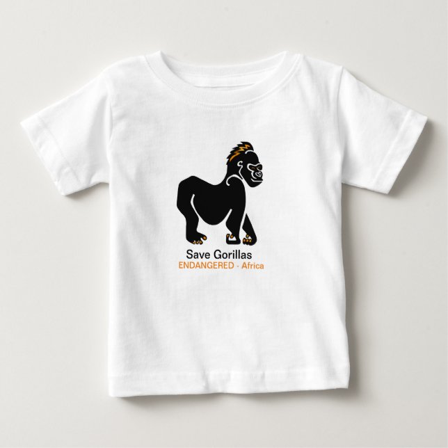 Camiseta Ape -Save GORILLAS -Imagem animal ameaçada- (Frente)