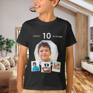 Camiseta Apelido de aniversário com idade foto colagem garo