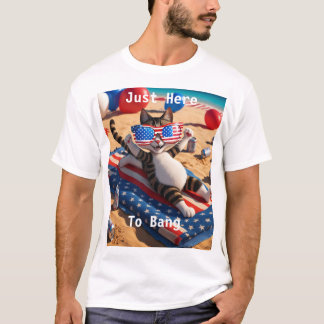 Camiseta Apenas Aqui Para Bang USA Flag Engraçado 4 De Julh
