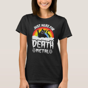 Camiseta Apenas Aqui Pelo Death Metal Satan Goth Cat Heavy