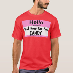 Camiseta Apenas Aqui Pelo Doce Grátis Nome Halloween Mulher