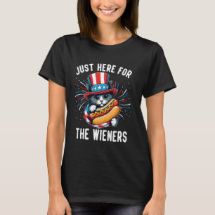 Camiseta Apenas Aqui Pelo Gatinho Salsicha 4 de Julho