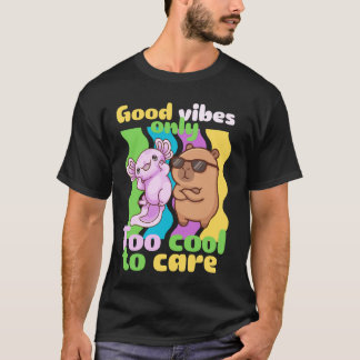 Camiseta Apenas Boas Vibrações Axolote e Capivara Lindos e