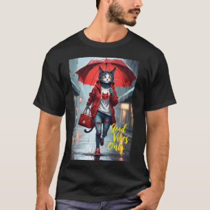 Camiseta Apenas boas vibrações: Gato na Chuva Gráfica T-Shi