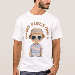 Camiseta Apenas Boas Vibrações – Ilustração Positiva Fofa