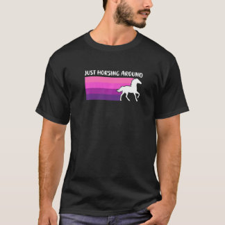 Camiseta Apenas Brincando Cavalgando Cavalos Engraçado Eque