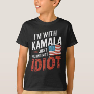 Camiseta Apenas Brincando Não Idiota Anti Kamala Harris Shi