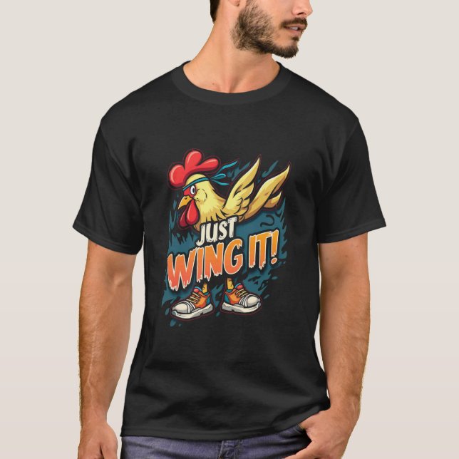 Camiseta APENAS DEIXE-SE LEVAR! Frango Engraçado (Frente)