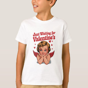 Camiseta Apenas Esperando Pelo Amor do Cupido Bebê Retrô do
