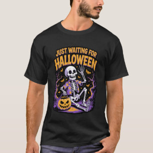 Camiseta Apenas Esperando pelo Desenho de Esqueleto de Hall
