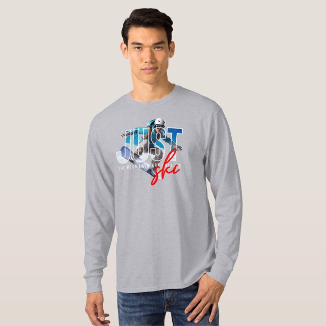 Camiseta Apenas esqui | Capa longa masculina (Frente Completa)