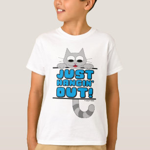 Camiseta APENAS FICANDO POR AQUI! Gato de desenho animado f