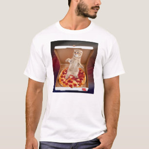 Camiseta Apenas gatinho ao redor na caixa da pizza