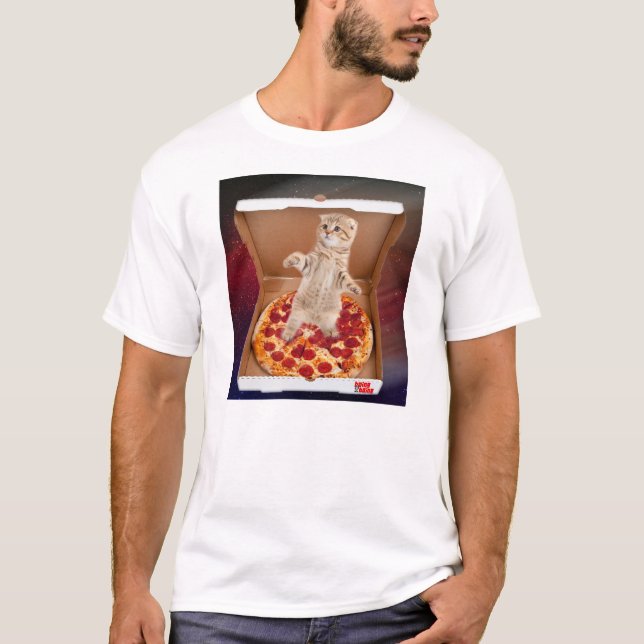 Camiseta Apenas gatinho ao redor na caixa da pizza (Frente)