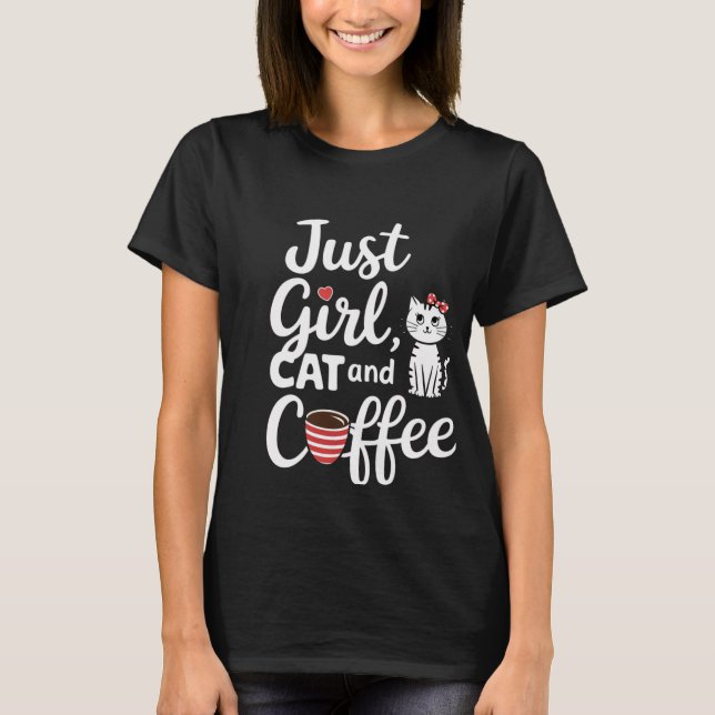Camiseta Apenas Gato De Menina E Café (Frente)