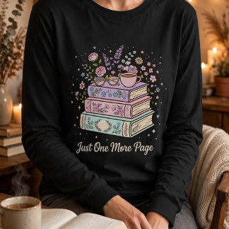Camiseta Apenas Mais Uma Página Livros Florais Design de Le