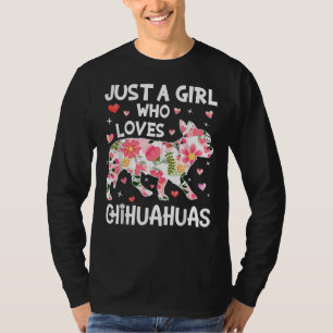 Camiseta Apenas Menina Adora Chinhuahuas Flor