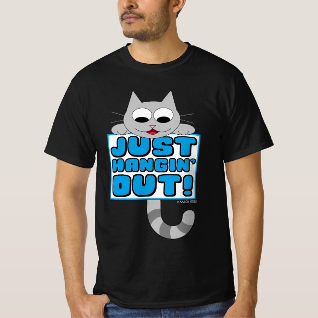 Camiseta APENAS PASSANDO O TEMPO! Gato de desenho animado f (Frente)