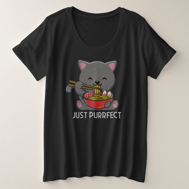 Camiseta Apenas Puro - Ramen Comendo Gato (Frente do Design)