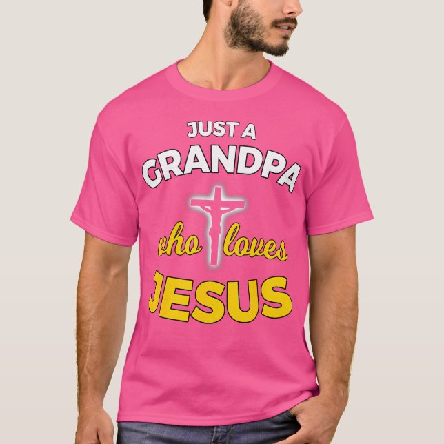Camiseta Apenas Um Avô Que Ama Jesus Cristo Cristão Fé T G (Frente)