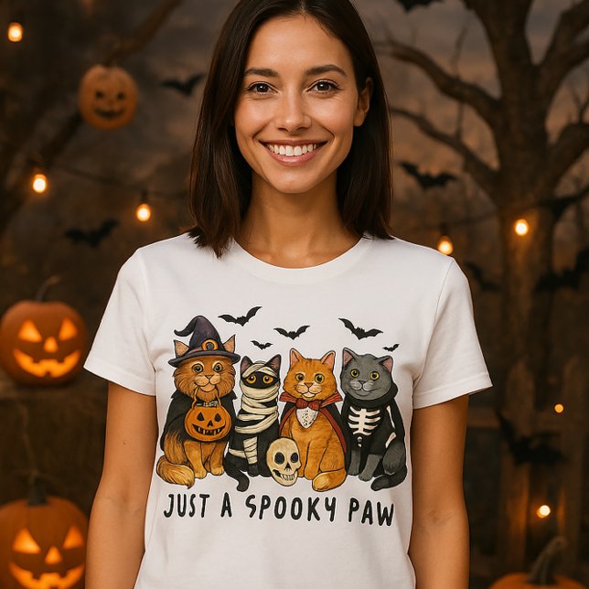Camiseta Apenas um Feliz Cats de Halloween (Criador carregado)