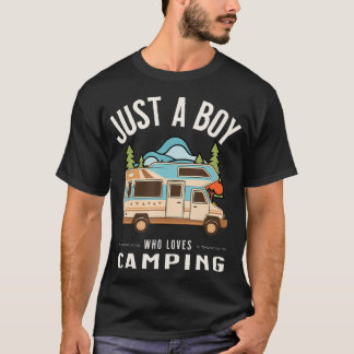 Camiseta Apenas um Garoto que Ama Acampar - Colorida Van de