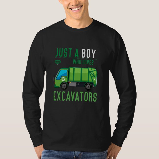 Camiseta Apenas um garoto que ama caminhões de lixo ideia (Frente)