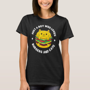 Camiseta Apenas um garoto que ama hambúrgueres e gatos Chee