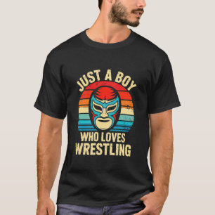 Camiseta Apenas um garoto que ama máscara retrô de luta liv