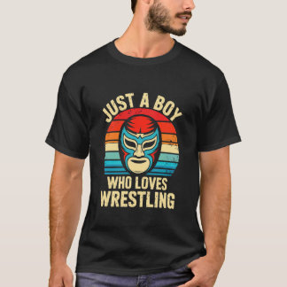 Camiseta Apenas um garoto que ama máscara retrô de luta liv
