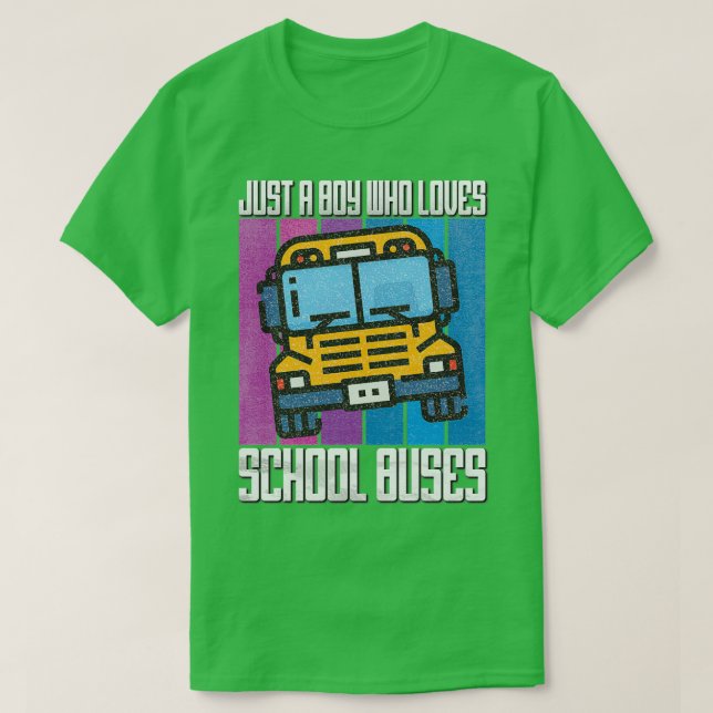 Camiseta Apenas um garoto que ama ônibus escolares, citação (Frente do Design)