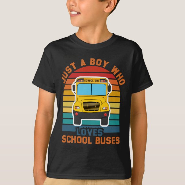 Camiseta apenas um garoto que ama ônibus escolares, School  (Frente)