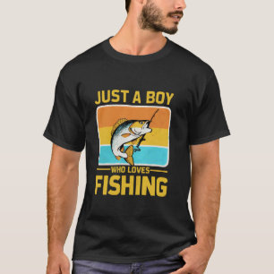 Camiseta Apenas um garoto que ama pesca divertida de peixe-