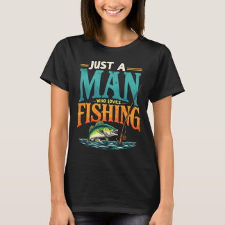 Camiseta Apenas Um Homem Que Ama Pescar Retro