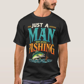 Camiseta Apenas Um Homem Que Ama Pescar Retro