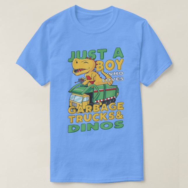 Camiseta Apenas Um Menino Que Adora Caminhões De Lixo E Din (Frente do Design)