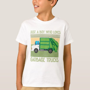 Camiseta Apenas Um Menino Que Adora Lixo Caminhões Engraç