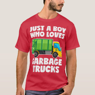 Camiseta Apenas Um Menino Que Adora Lixo Caminhões Engraçad