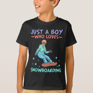 Camiseta Apenas Um Menino Que Adora Snowboard Esquiando Sno