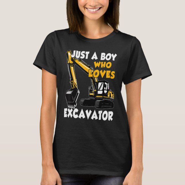 Camiseta Apenas Um Menino Que Adora Um Veículo De Construçã (Frente)