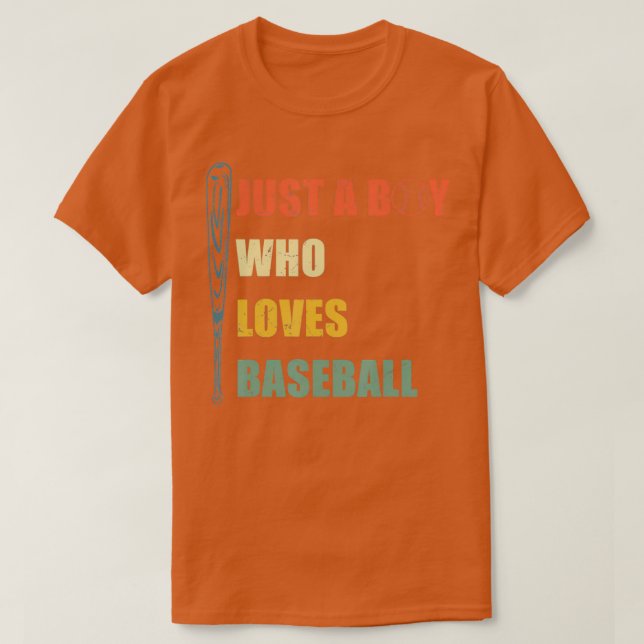 Camiseta Apenas Um Menino Que Ama A Classe De Baseball Retr (Frente do Design)