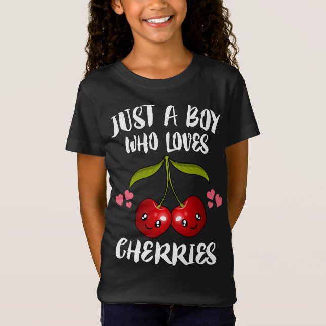 Camiseta Apenas Um Menino Que Ama A Fruta De Cerejas (Frente)