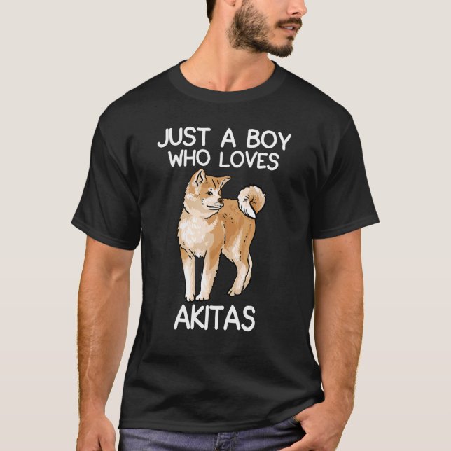 Camiseta Apenas Um Menino Que Ama Akitas Citação Para Men A (Frente)