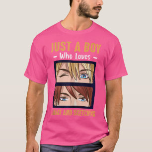 Camiseta Apenas Um Menino Que Ama Anime E Esboça Manga
