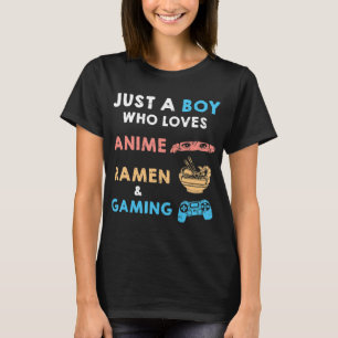 Camiseta Apenas Um Menino Que Ama Anime Ramen E Jogo Divert