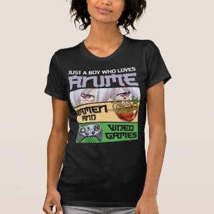 Camiseta Apenas um menino que ama anime Ramen e Videos game
